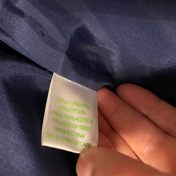 LILLY PULITZER Military Cropped Blazer Band Jacket Linen Cotton Navy Blue Career - Picture 16 of 16